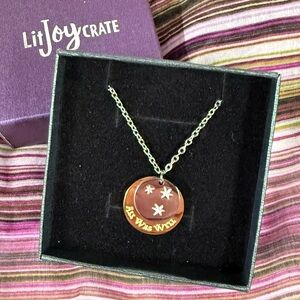 LitJoy Harry Potter All Was Well Necklace Goldtone/Silvertone Book Chapter Stars